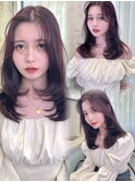マロンベージュ×小顔レイヤー×韓国風巻き×髪質改善