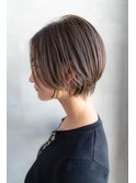 20代30代/大人かわいい/小顔ショートボブオリーブグレージュ