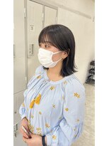 ヘアデザイン ソラ(Sola)&nbsp;切りっぱなし外ハネボブ×暗色ナチュラル透け感カラー