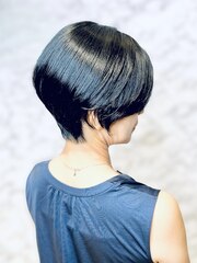 黒髪ハンサムショート/大人ショート/髪質改善カラー
