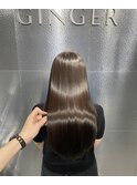 SG縮毛矯正α × 透明感グレージュ × KeratinFD Lv6