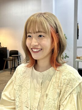 クロト(Clotho) ブリーチカラー/オレンジ/ブリーチダブルカラーイヤリングカラー