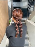 ヘアセット/ヘアアレンジ/編み下ろし/ツイン/ふわふわアレンジ