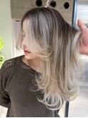 ブロンド顔周りレイヤーロングブリーチ_ba578012