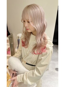 ノラ ウメダ(NORA UMEDA) 【chiaki】white beige × 裾カラーデザインカラーハイトーン