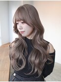 ミルクティー韓国ヘアロング顔周りレイヤー_ba581512