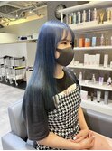 CAF FUKO シアーブルー/寒色系カラー/ロングヘア/大阪/心斎橋