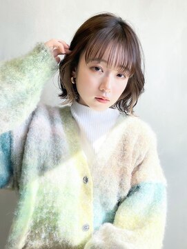 アイティー バイ アルバム 中野店(IT by ALBUM) くびれボブ_外ハネボブセクションカラーペールベージュ_29025