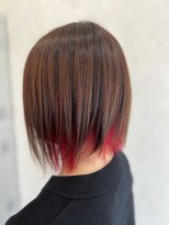 ハイレート 坂戸店(Hairate)&nbsp;ナチュラルボブ×インナーカラー×レッドカラー