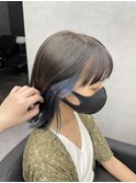 インナーカラー　インナーブルー　ブルーカラー　アッシュカラー