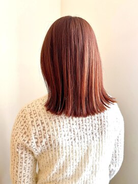 セイドット リー(Say. Ree) Say.reeオレンジベージュワンレン小顔カットミディアムチェリー