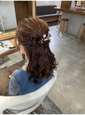 編み込みハーフアップ