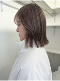 オリーブカラーくすみベージュ透明感カラーワンレン_ba497961