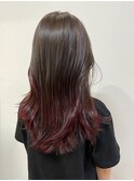 ブリーチなしグラデーションワインレッド