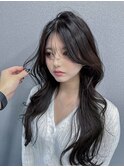 暗めカラー 美髪 小顔 前髪 ココアベージュ