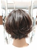 シースルーバング/外はねパーマ/ショートボブ