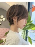 オリーブグレー/ココアベージュ/クラゲヘアー/マッシュショート