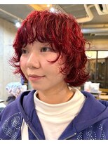 ナループロアオハナ(Nalu pu loa ohana)&nbsp;レイヤーショートパーマチェリーレッド