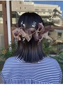 成人式/卒業式/結婚式/金箔/タイト/リボンアレンジ/ボブ