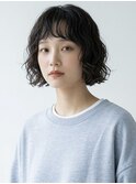 オン眉ボブパーマ短めバング厚めバング東新宿御苑20代30代40代
