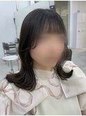 ◎小顔前髪顔まわりダークブラウンくびれミディアム
