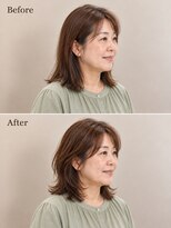 aptas 青山/表参道 白髪染め/白髪ぼかしハイライト/ボリュームアップエクステ 50代の大人くびれミディアム|表参道・青山