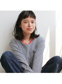 短めの前髪 × ボーダー