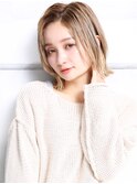 大人可愛い小顔ハイライトカラー外ハネボブ A5