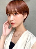 暖色系カラー×束感ショート×小顔立体カット