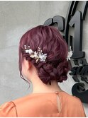 【結婚式アレンジ】ピンクブラウン×アップスタイル