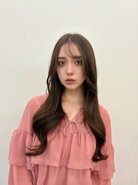 ヒュー 広島(HEW) 20代30代ガーリーシースルーレイヤーカットダークブラウン