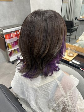 クラン 岡本(Chlan) 外ハネくびれボブ　インナーパープル