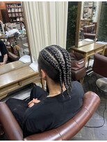 バイブアンドアネックス(VIBE & ANNEX) メンズ地毛コーンロウ4本