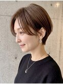 【小顔魅せ】大人可愛いひし形ショートボブ×透明感カラー