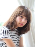 ふわふわミディ銀座大人可愛い内巻きパーマシアーベージュ