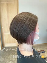フーガヘアー 元住吉店(FUGA hair)&nbsp;ミニボブ×インナーカラー/ダスティーピンク/チェリーレッド