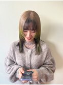 ハイトーンbeige × lime yellow × wolf