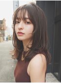 斜めバング/グレージュカラー/デザインカラー/シルキーベージュ