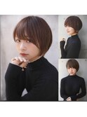 大人可愛い20代30代40代黒髪前下がりショートボブ丸みショート◎