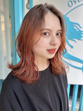 ヘアーメイクオズ(hair make O/S) くびレイヤーオレンジカラーグレーベージュ