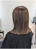 ☆切りっぱなしボブ艶髪ハイライトカラースモーキーベージュ