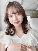 ホワイトグレージュミニウルフデジタルパーマチェリーブラウン