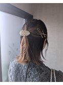 外ハネタイトハーフアップスタイル