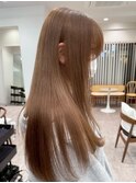 韓国風レイヤーカットブリーチダブルカラー前髪 