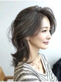 大人ショートレイヤー白髪ぼかし脱白髪染め40代50代60代原宿
