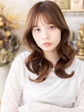 カバーヘアアンドスパ ブリス 浦和(COVER HAIR&SPA bliss) モカブラウンブリーチなしくびれレイヤーシースルーバング20代
