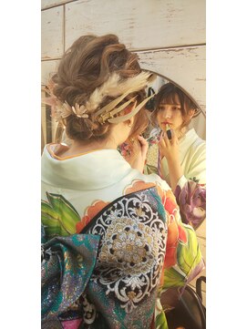 ガルボ ヘアー(garbo hair) #成人式#着物#和装#振袖#高知#ヘアアレンジ#美容室