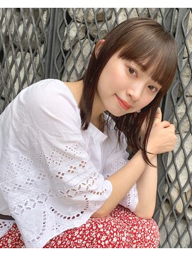 アクアオモテサンドウ(ACQUA omotesando) 愛され外ハネミディ/ワイドバング/ラテブラウン