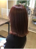 大人可愛いつや髪ミディアム ピンクブラウン 20代30代