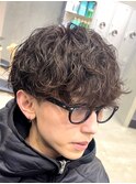 渋谷メンズミディアムパーママッシュウルフカットシャドウパーマ